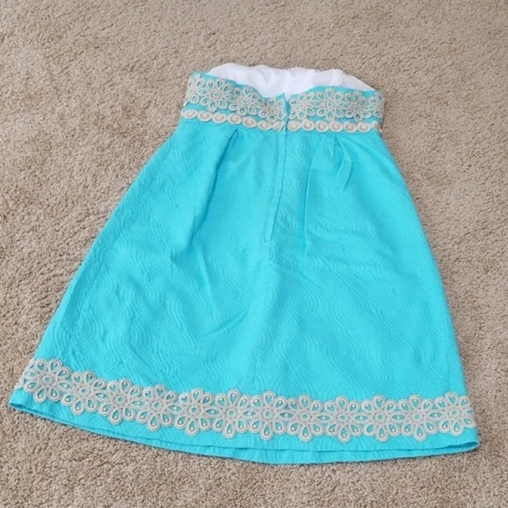 LILLY PULITZER Blue Strapless Size 2 Dress - Picture 4 of 7